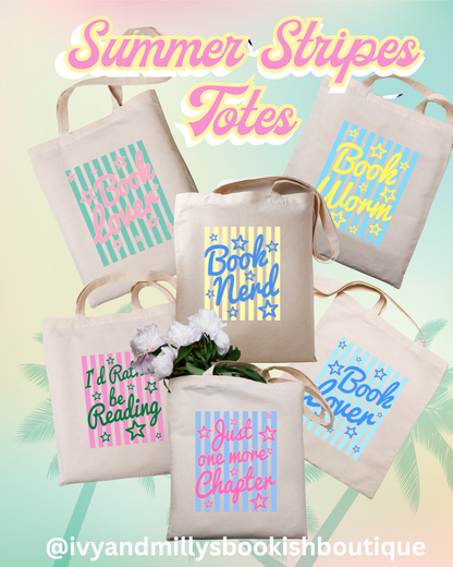 Summer Stripes Bookish Tote Bags