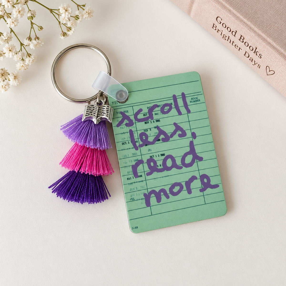 Scroll Less, Read More Keychain