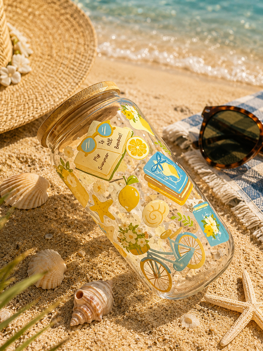 Seaside Picnic Glass Can Cup